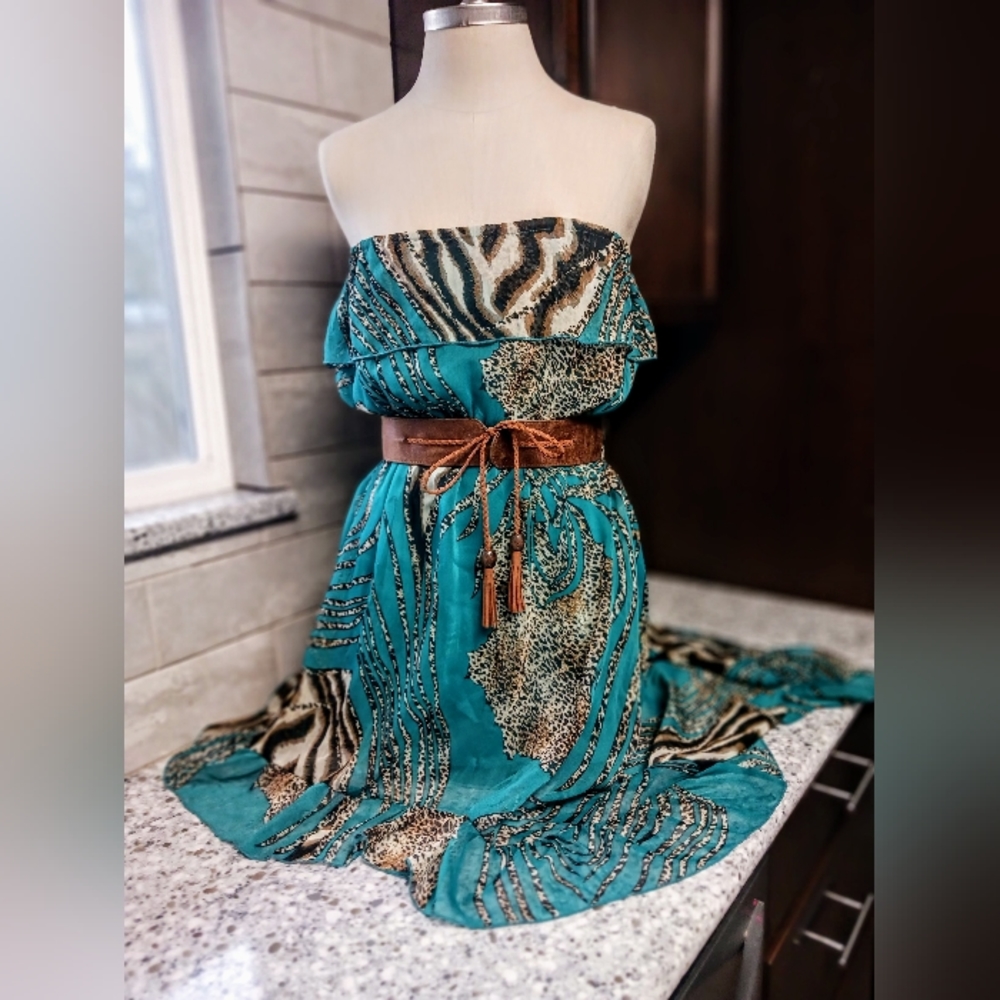 Asymmetrical animal print tube dress size medium
